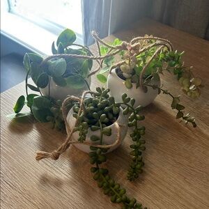 Lush Faux Greenery in White Ceramic Planters